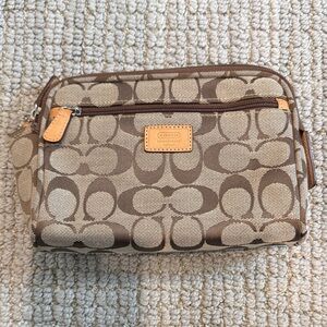 Coach Signature Brown and Tan Clutch